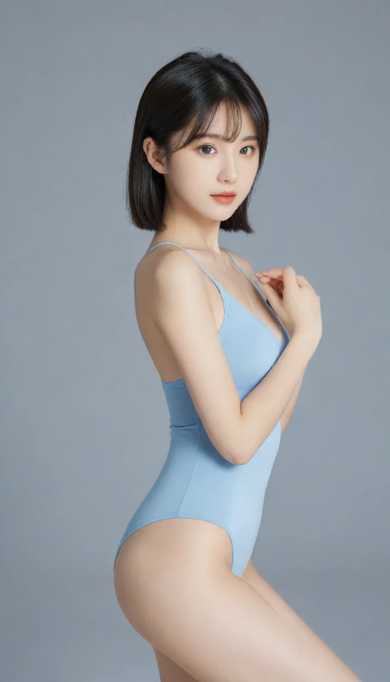 8K, Ultra-high resolution, Highest quality, masterpiece, 三分割法によるphotograph,Surreal, photograph, 1 Girl, (:1.3), pretty girl, Cute face, Beautiful eyes in every detail, 細かくdetailedに,masterpiece,One Girl:1.2, Japan Female Announcer, whole body,blank expression,Black Hair,Bob with bangs,Rhythmic Gymnastics,leotard,(High leg cut), gym,from behind,Captivating ass,Delicate and smooth skin, Realistic Skin, Perfect and beautiful face ,完璧でCute face, Skin with attention to detail, Perfect limbs、Narrow waist、Thin legs)、Browsing Caution,Beautiful leg line beauty,Looking at the audience、beauty,Long neck、(((Ideal body type))),A cup small breasts :2,、Portraiture:2、Perfect Anatomy、鮮明なdetailed、detailed、Surreal、Light and shadow,Strong light