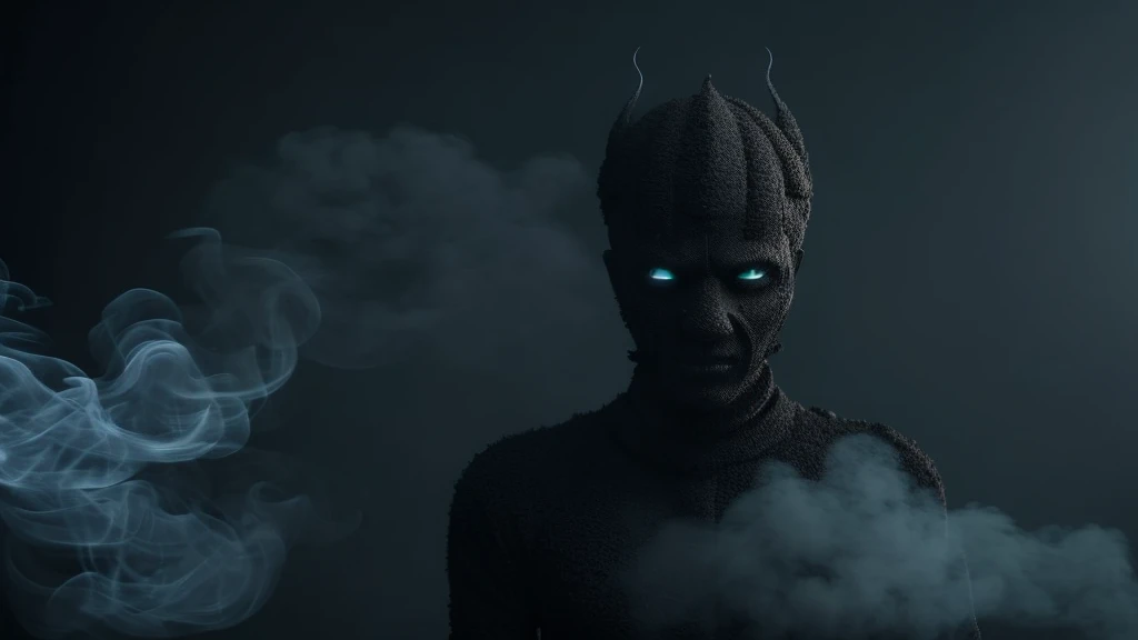 Create an entity made entirely of black smoke, with no physical form, but the smoke shows in a haunting way