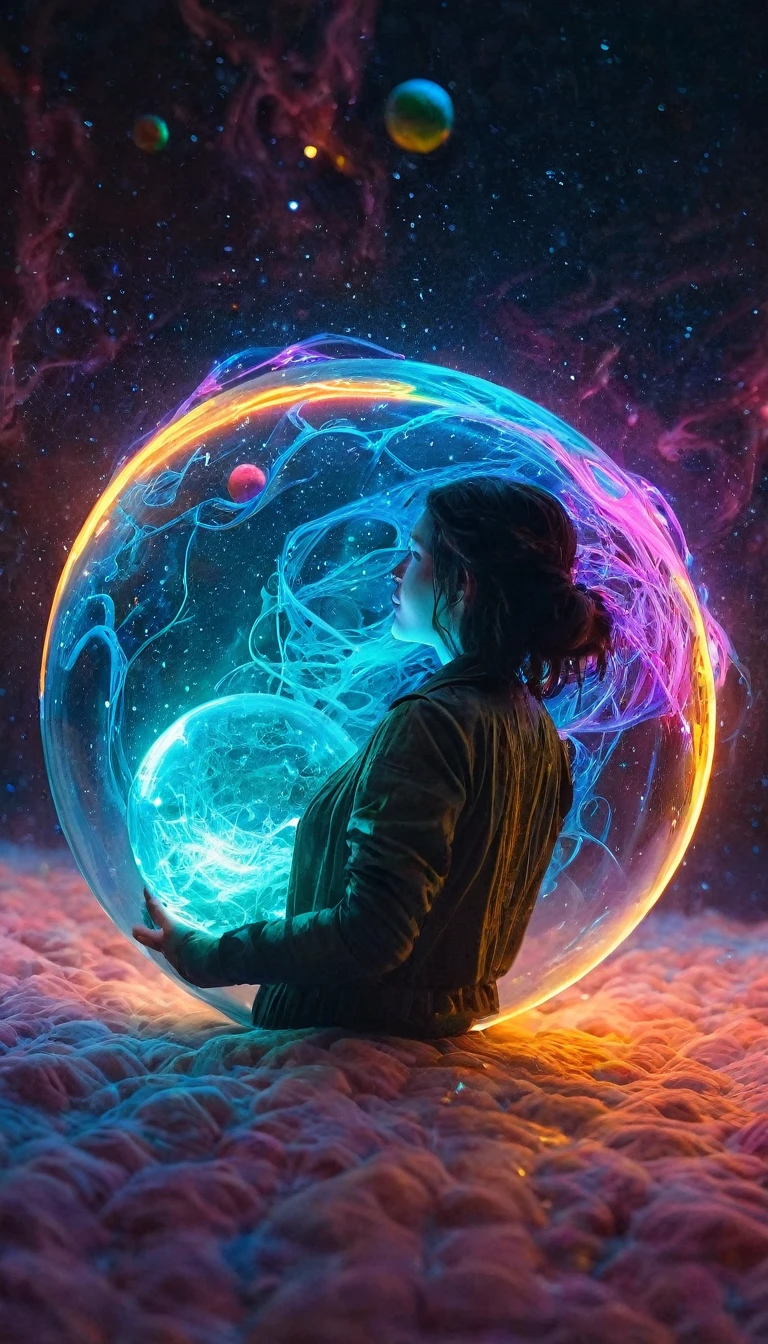 galaxy star nebula inside glass a ball in hand of female alien Alyssa Monks, Beautiful, Glowing Neon, Colorful, Bioluminescent, Hyperdetailed, Detailed, Entangled, Entangled, Whimsical, Fantasy Art, Colorful, Complex, Behance Hd artstation, sharp focus, studio photo, intricate details, highly detailed, by greg rutkowski, outer space, vanishing point, super highway, high speed, digital render, digital painting, beeple, noah bradley, cyril roland, ross tran, trending on artstation