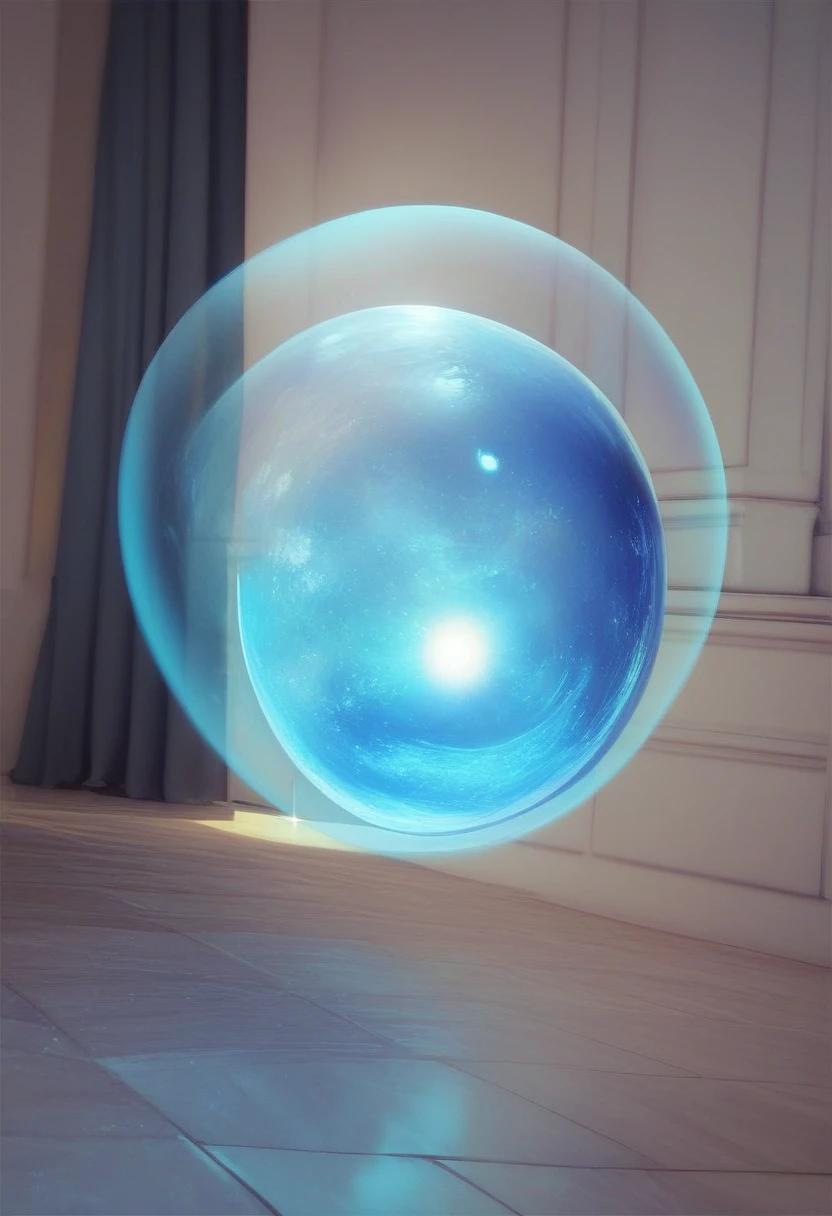 bubble, solo, indoors, black eyes, no humans, sharp teeth, orb creature, eyes, living object