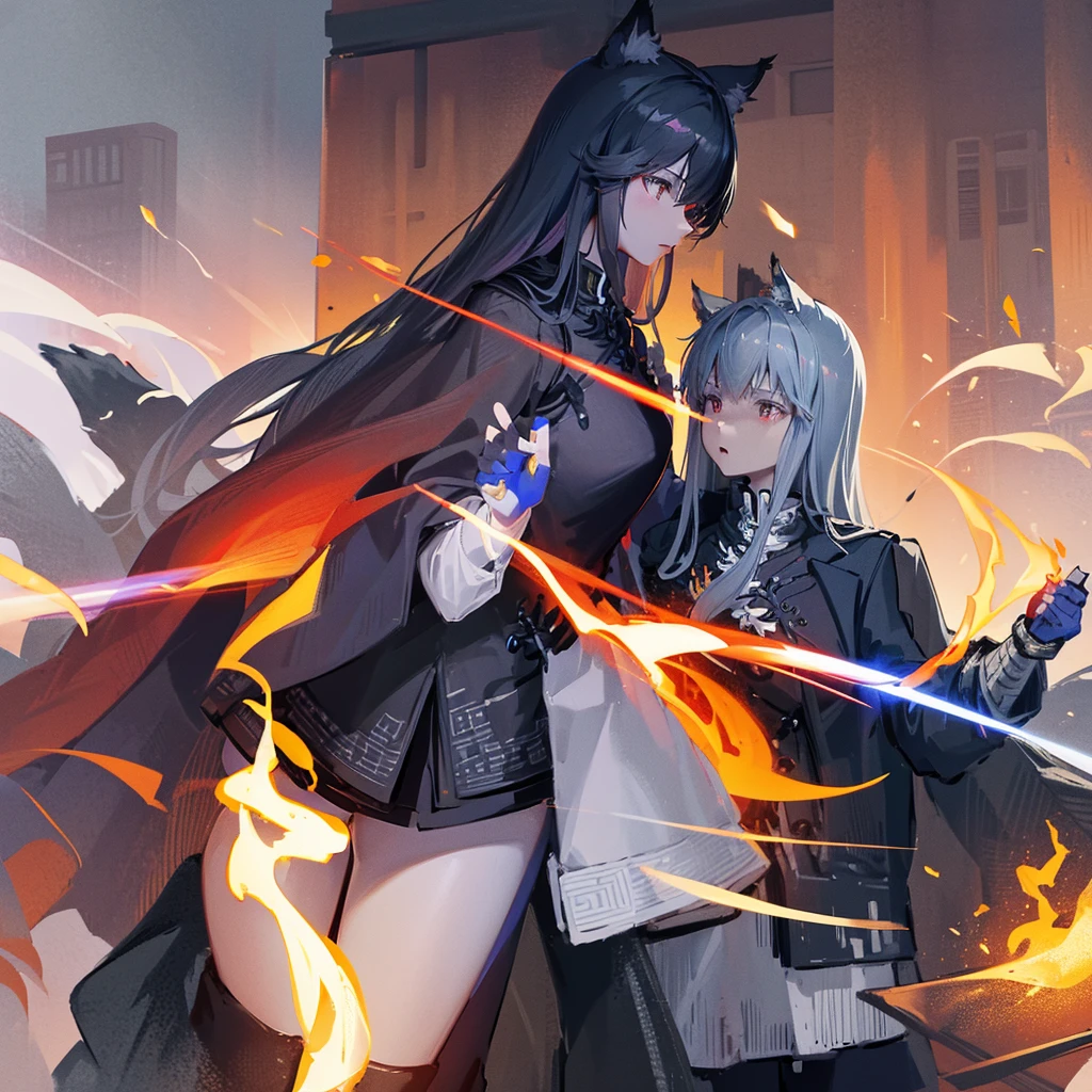 Anthropomorphic cat woman。Cat ears。Wearing ancient Chinese armor、The armor is red and black。
Holding a sword in one hand、Screaming。
The background is an ancient Chinese city wall。Very high quality、A delicate touch。