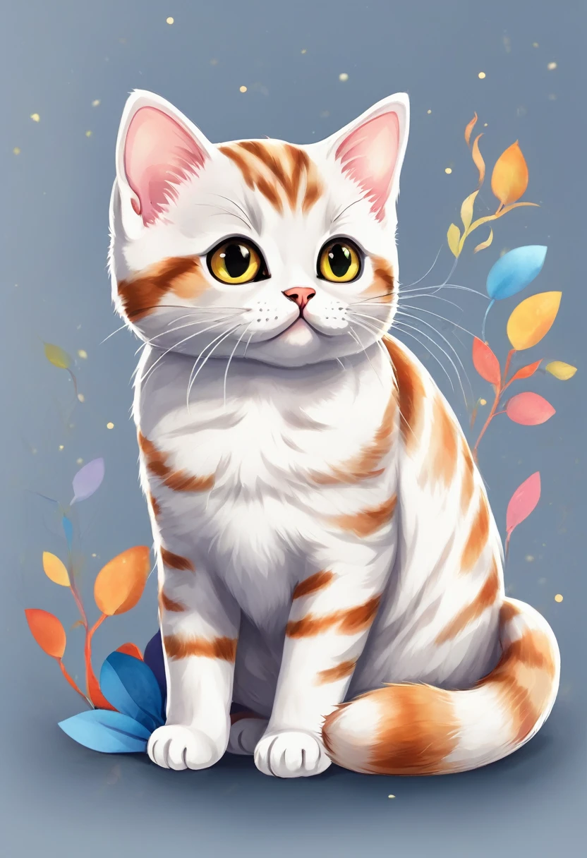 a cat of the American Shorthair breed, 3D watercolor style painting, American Shorthair cat, full picture, High contrast high resolution (photorrealistic:1.5), White background, sticker style, (raw photos, 8k hd,