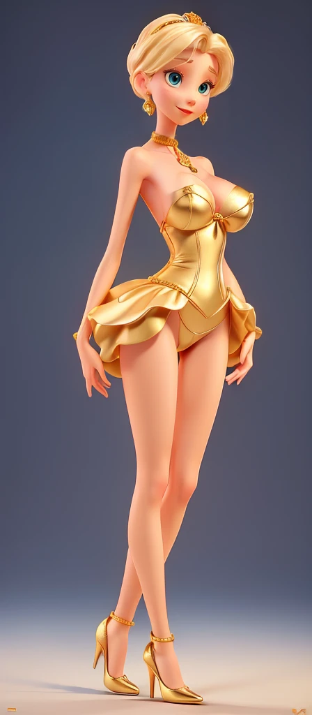 Master Parts, Best Quality, Render Jobs、。.3D Styles、。.3DMM、。.3D, 1girl in, Soio, yellow hair, hitornfreckles, jewely, sideways Facing, Realistic, full length, Clear and simple background, yellow fringe, (Long Skirt Dress)、(((Nipples visible from the chest)))、looking at away, Short Bob Hair, Separated lips, green colored eyes, gargantilha, makeup, smiling while wearing clothes, Beautiful teeth, Yellow shoes、((((Panties with a slit in the center))))、(((((My panties were torn in the middle.)))))、((panties with slit))、(from the slit of the pantiesオマンコLooks)、((((pubic hair is yellow))))、(((Pubic hair is visible)))、((Yellow man hair has grown))、(((((Yellow pussy hair visible through panties)))))、Realistic body、(life-likeオマンコ)、(((Very realistic panties)))、(((up skirt))),(((I can see panties)))、(Cameltoe),、Small、are small、the shape of the papilla is visible、(((The shape of the nipple is clear)))、((pointed papillae))