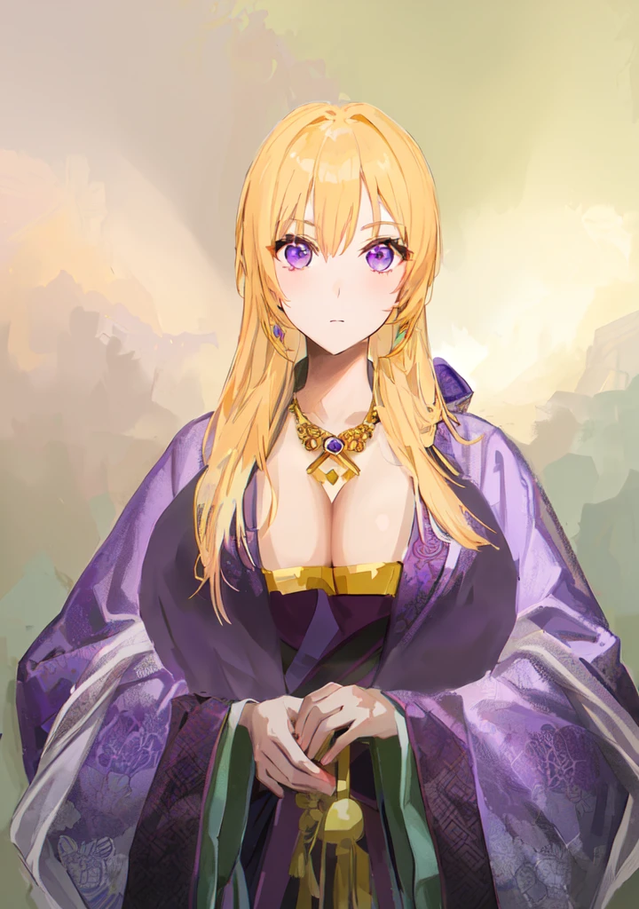 Wearing a purple robe、Cartoon image of a woman holding a bowl, ((Beautiful fantasy queen)), Produced in collaboration with Anime Painter Studio, Anime Goddess, Portrait of the Knights of the Zodiac, (Wearing noble robes)), Anime style like fate/overnight, Beautiful fantasy queen, In the anime painter studio,Three Kingdoms,Three Kingdoms志,Chinese style,antiquity,Hanfu,,巨big乳房,Good shape,Royal sister,Purple Eyes,Celluloid,big,Full figure,Noble