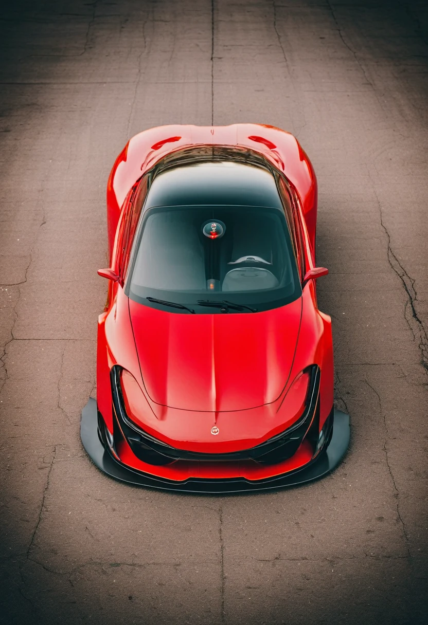 Red sports car, photo taken directly from the front of car, phone wallpaper, masterpiece quality, cinematic photography