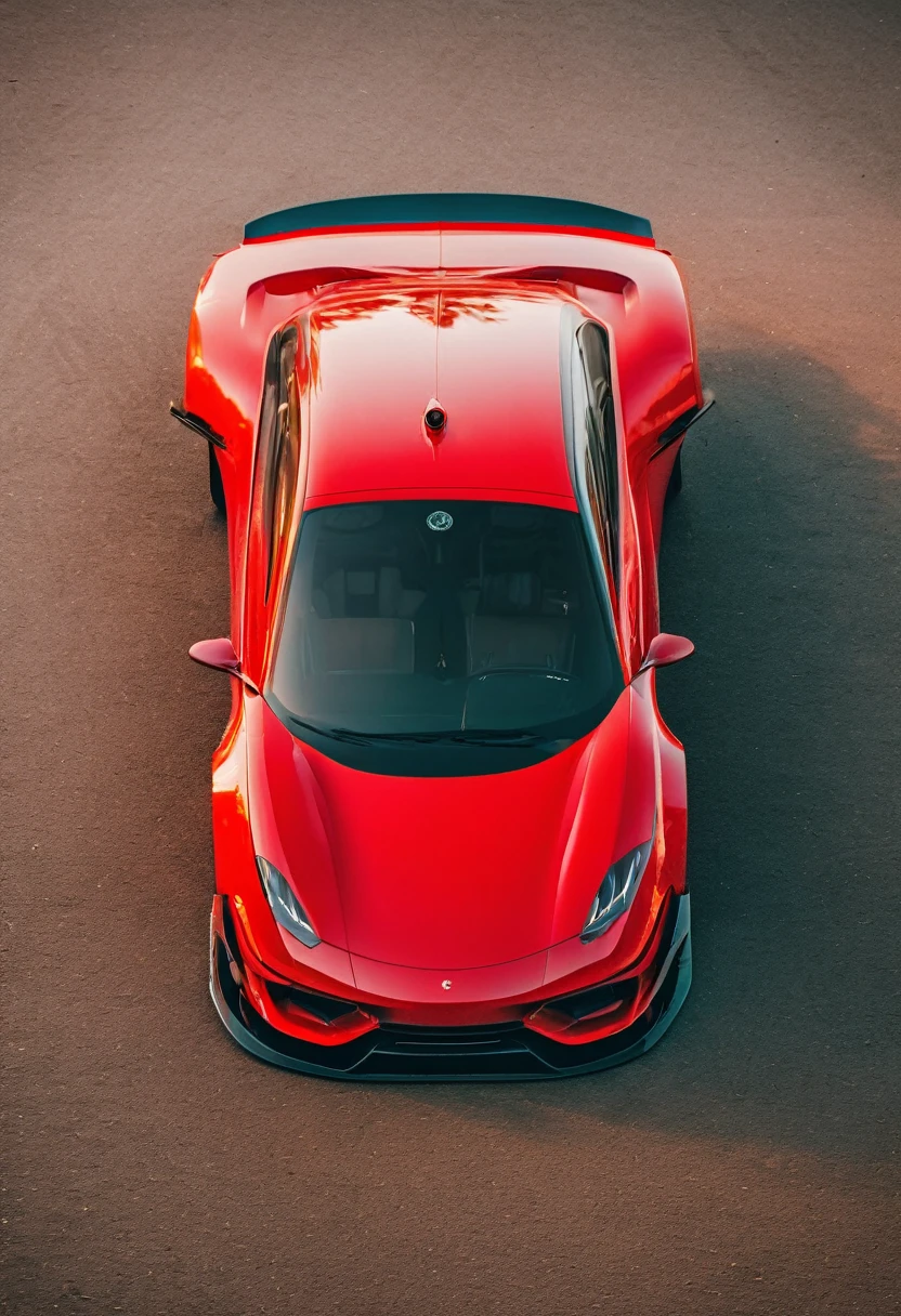 Red sports car, photo taken directly from the front of car, phone wallpaper, masterpiece quality, cinematic photography