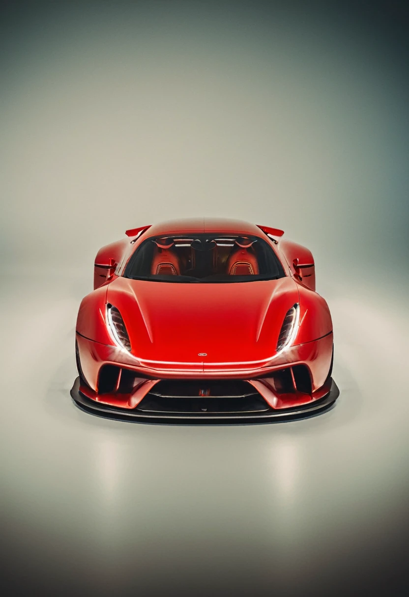 Red sports car, photo taken directly from the front of car, phone wallpaper, masterpiece quality, cinematic photography