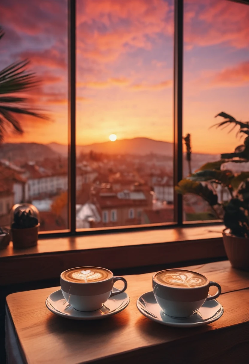 Aesthetic coffee wallpaper, 8k, masterpiece, cozy room space