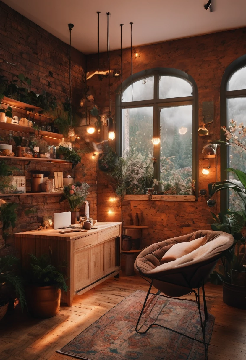 Aesthetic coffee wallpaper, 8k, masterpiece, cozy room space