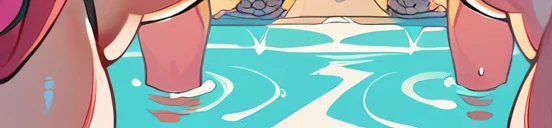 Mad Mew Mew | Undertale Very Very Big tits hot breasts hanging breasts in black swimsuit sex in the pool with two hot and busty women 