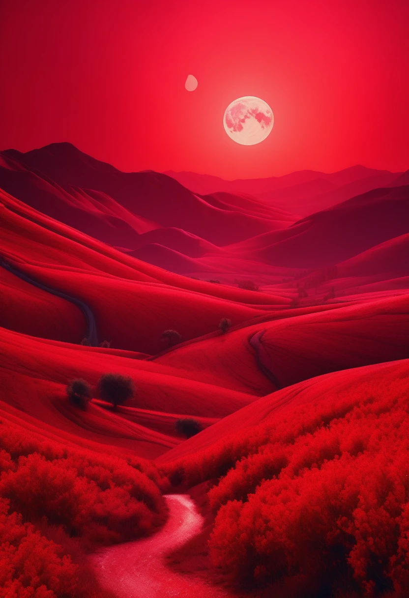 red aesthetic landscape, 8k, masterpiece,