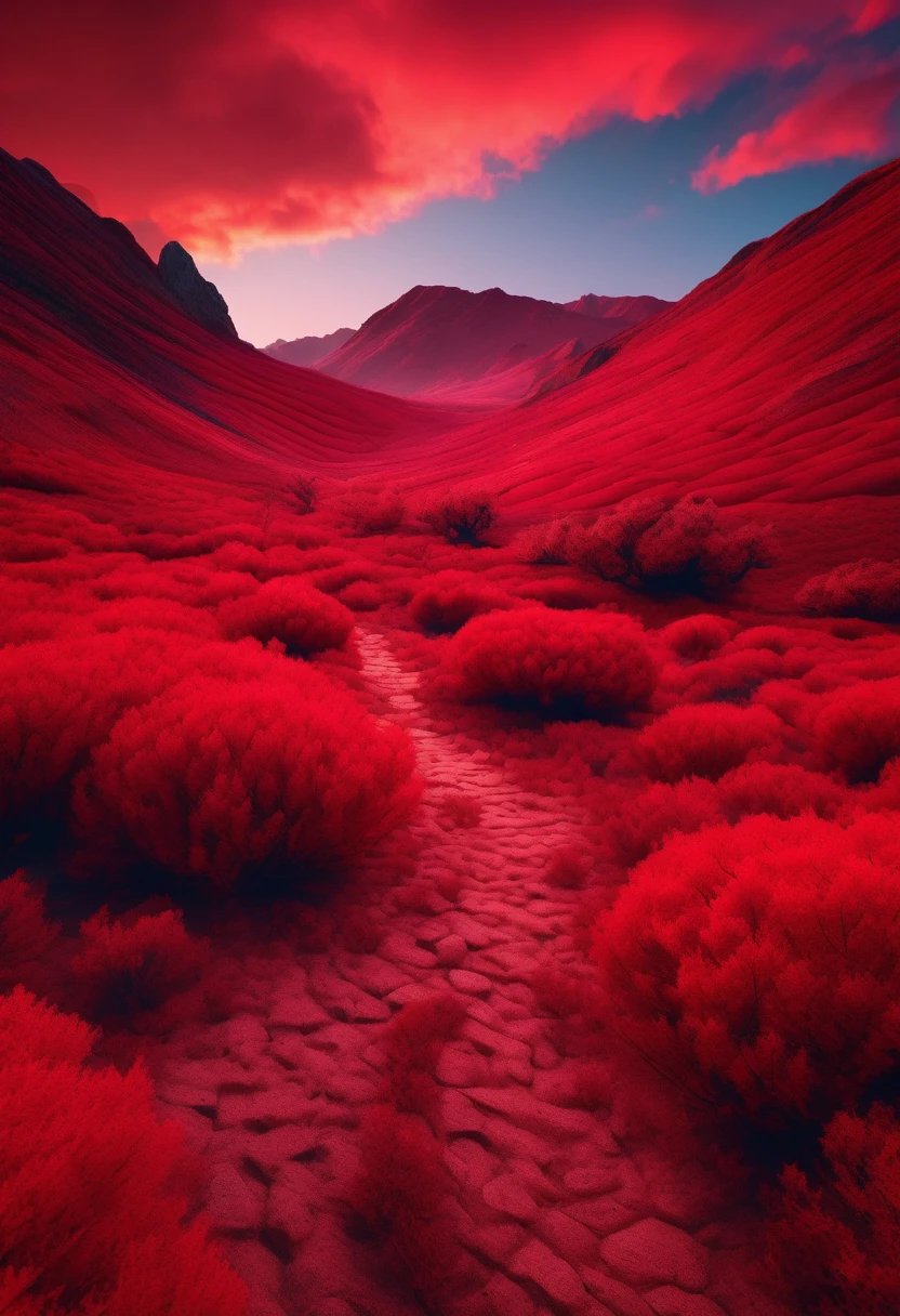 red aesthetic landscape, 8k, masterpiece,