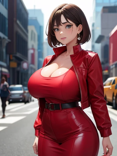 girl, with big breasts, with red clothes