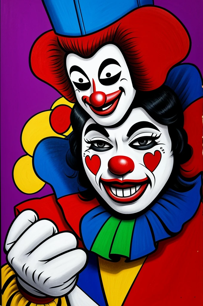 Koko the clown drawn in a chicano art style