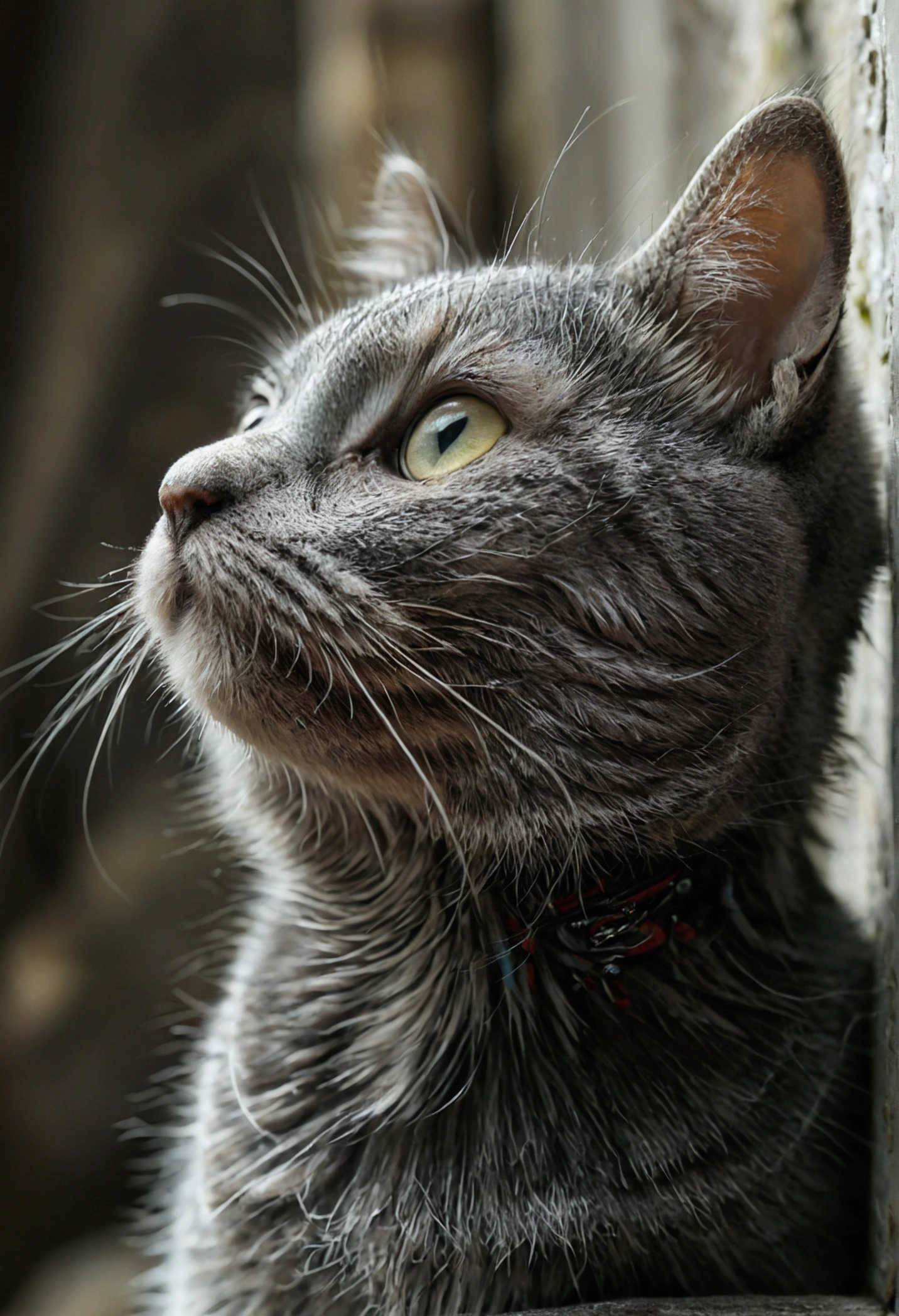 Tête de chat gris, moelleux et mignon