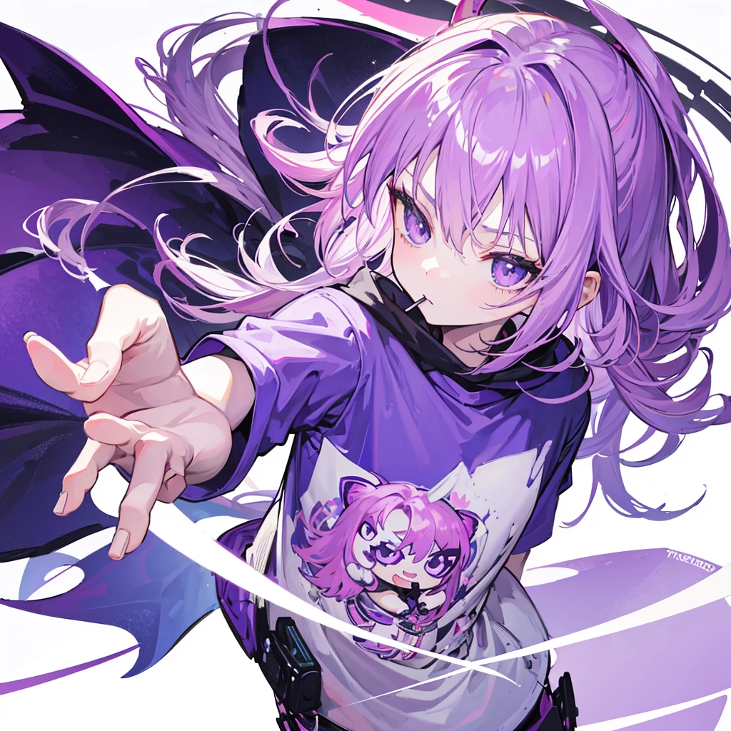 vector T-shirt design, modern graphics design, purple tones, white background, featuring a charming baby dragon with 1girl and smoke out of his mouth