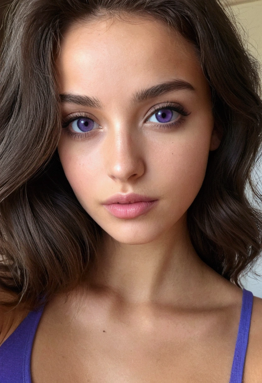 arafed, femme israélienne , à, vêtements noirs, fille sexy aux yeux bruns, portrait sophie mudd, cheveux bruns et grands yeux, selfie d'une jeune femme, Yeux de chambre, violette myers, sans maquillage, Maquillage naturel, regarder directement la caméra, Visage avec Artgram, Maquillage subtil, Superbe photo du corps entier, dans la chambre, clivage