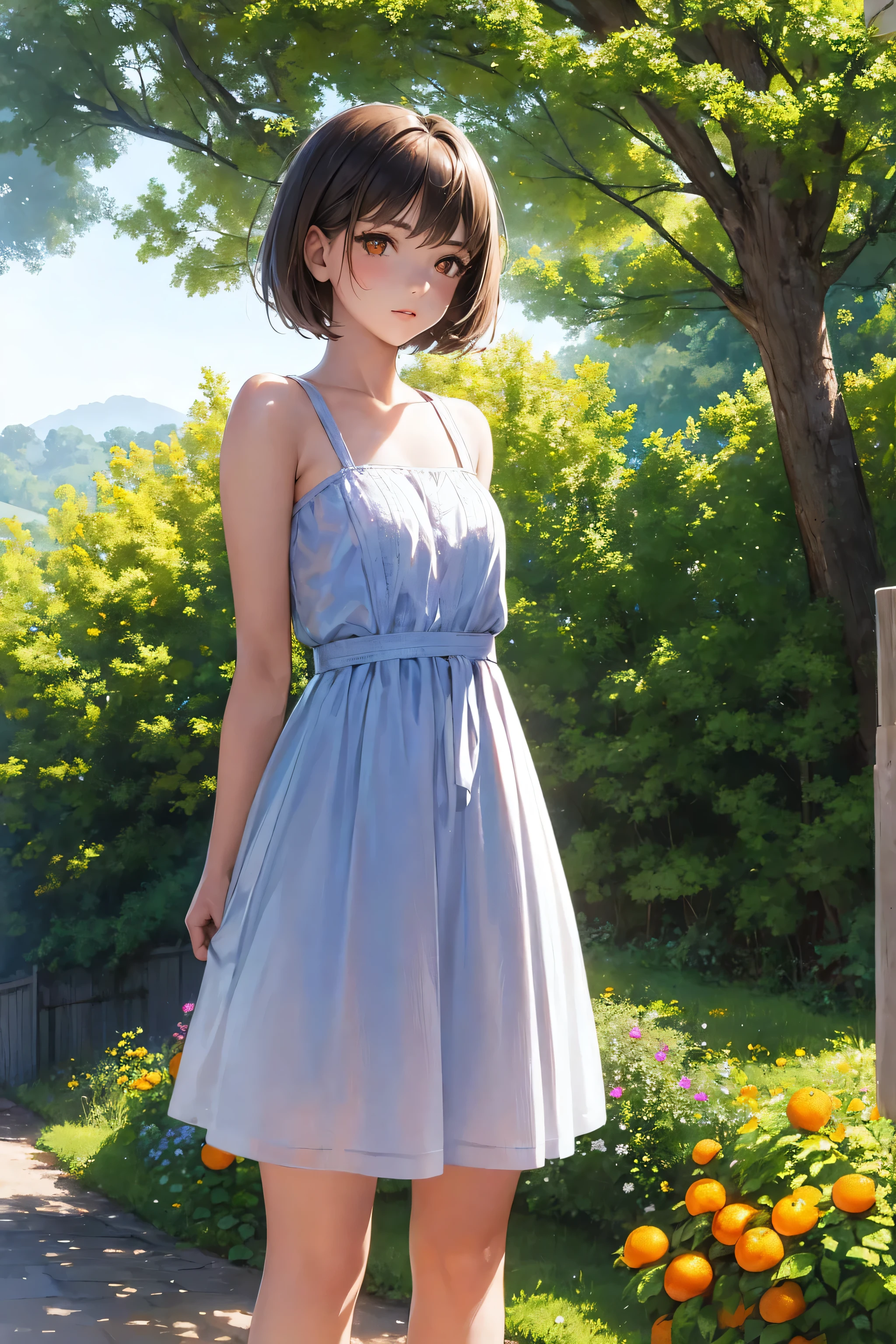 Blushing、Wearing a grey floral see-through dress、Standing up and posing to emphasize the buttocks((Highest quality))Face Real、(Super close-up from below(((Sexy)))((masterpiece)、Thigh Emphasis、((A small town park bathed in dazzling summer sunshine、))、(((12 year old girl)))&#39;、((Wearing a red tank top))(Wearing a thin, tight mini skirt、)(Wearing grey panties)Black Bob Hair、Sexy pose、(Various poses)
