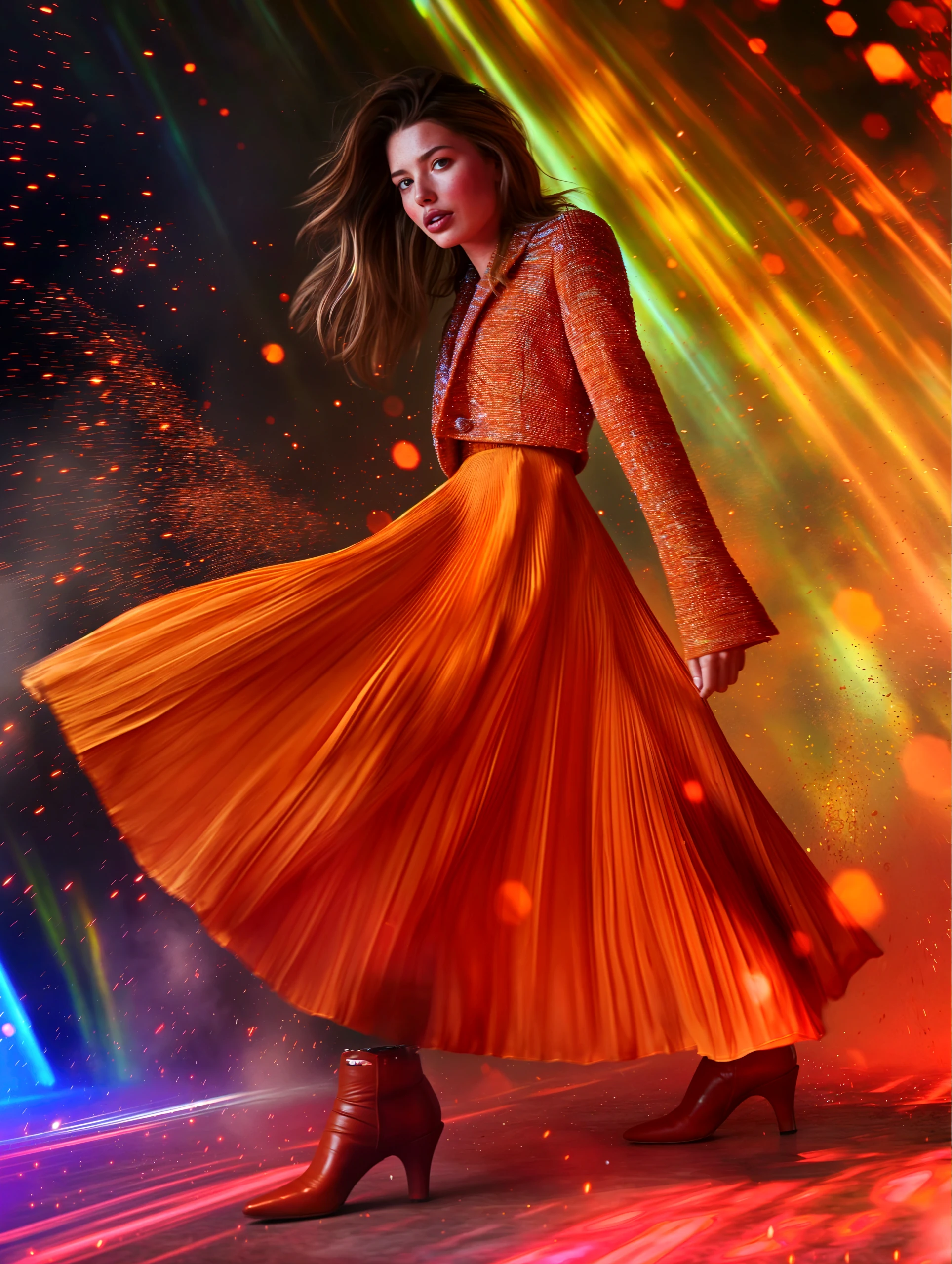 Arafed image of a woman in a long dress and jacket - SeaArt AI