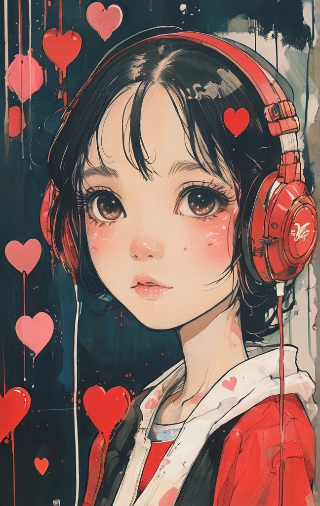 Black Star Red and White style, Simple Line Initialism，Abstract art，Urban Background, colorful hearts ,(((The most beautiful girl of all time))), On a bright red campus"YES"Character、beautiful illustration, best quality, cute girl, bedroom, pastel color, fluffy bunny ears, , silver long hair, alert! Dive into the messy and joyful theme of "Playing in Mud" (Playing in the mud). Capture the pure delight and uninhibited fun of people or animals splashing, building, and getting covered in mud.