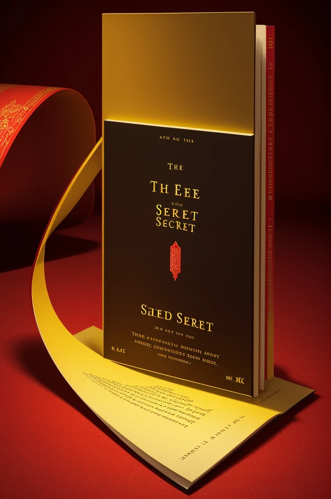 8K image cover of a book "the secret" in red and yellow, with the title "THE SECRET" written.