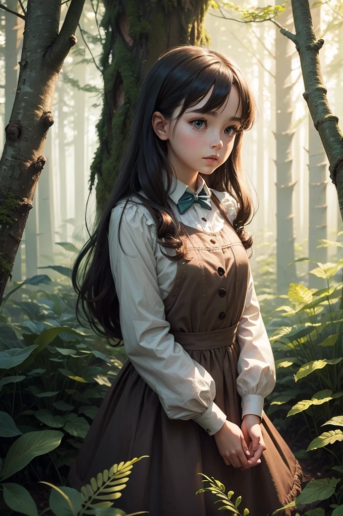 girl in the forest with rabbits 