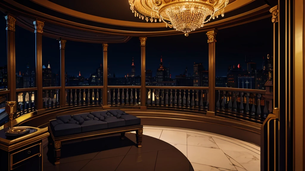 inside a jewelry store, with a balcony, black color, no humans, no persons