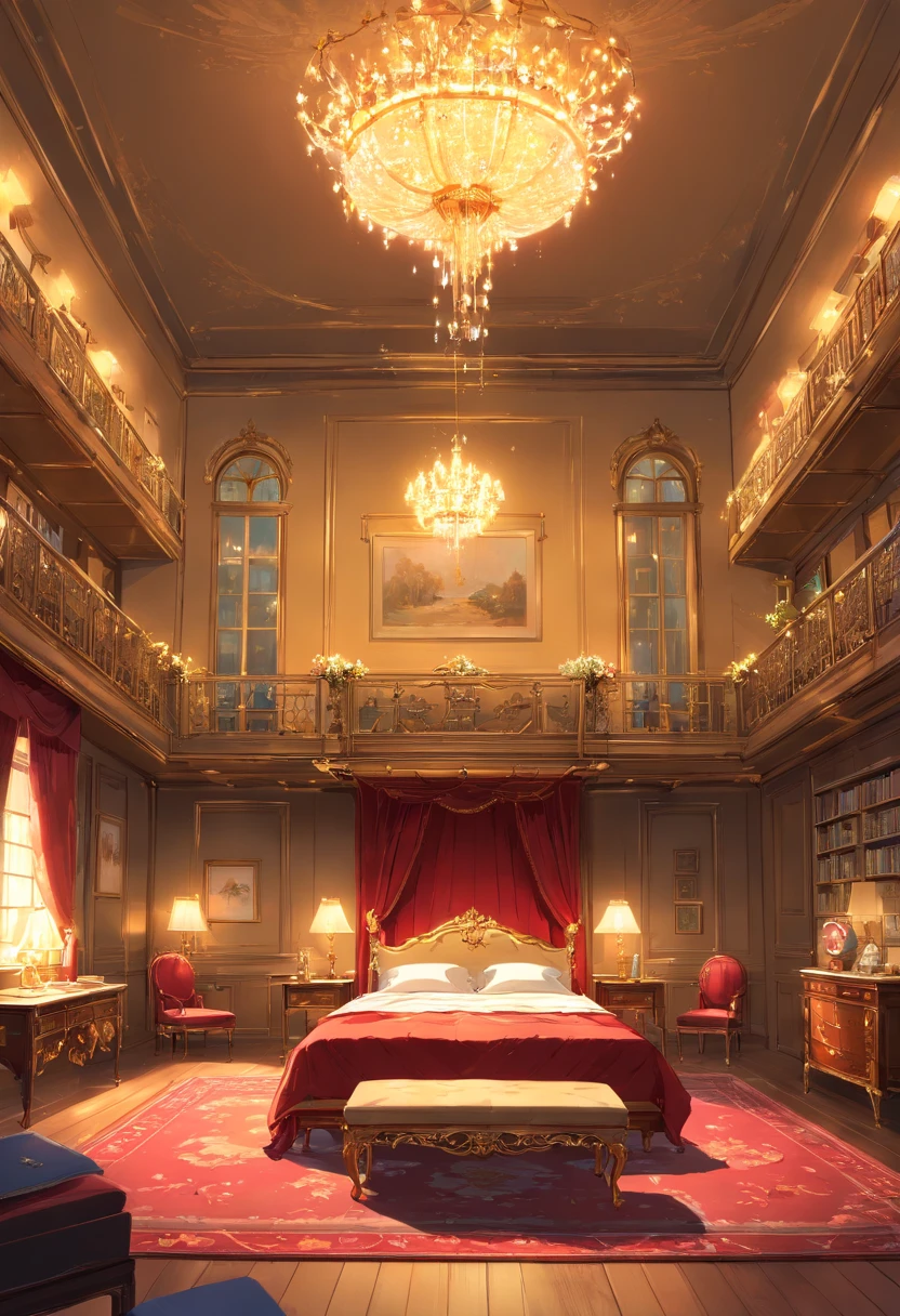 And now I felt a gentle push at the small of my back, and a tug at my hand, as if the room itself was inviting me in. “No--my shoes--” I began, but the push and the tug became firmer and I found myself stepping awkwardly across the threshold, onto the embroidered crimson velvet. The furniture was as grand as the room itself, carved and gilded and polished until it glowed in the sunlight streaming in the windows. There was an enormous bed on a dais, canopied in gold with a sheer white counterpane; the largest dressing-table I could imagine, covered with brushes and combs and cut-glass bottles of perfume and cosmetics; a writing-desk so elegant I could hardly imagine sitting at it; and rich golden velvet sofas and chairs scattered throughout the room, so that I could sit nearly anywhere if the mood suddenly struck me. I took another step into the room, my eyes wandering from the gorgeous walls to the magnificent furniture to the lofty ceiling hung with crystal chandeliers--the room was so large it needed five of them. Night.