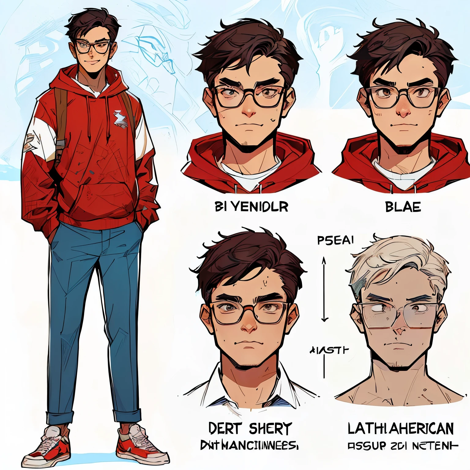 a closeup of a person with glasses and a hood, nerdy appearance, style of kieran yanner, male character design, wonder style, comic drawing style, cartoon style, face with realistic proportions, unrealistic character concept, Cartoon art style, in the style of sachin teng, professional character design, comic character design, high-quality character design