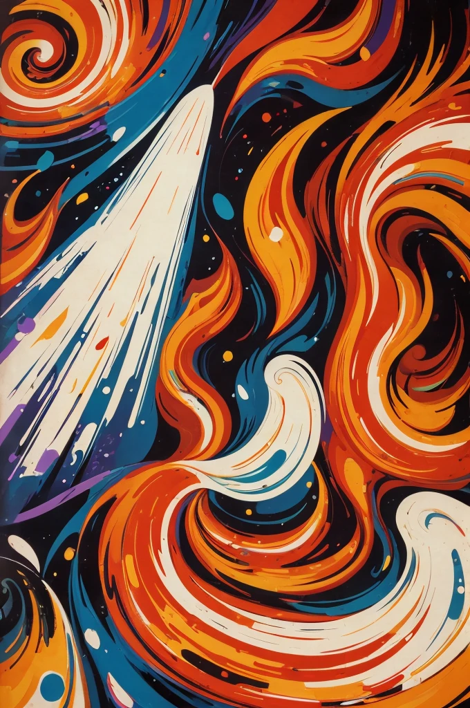 вид на ад из окна чёрной дьявольской башни. vector, few colours, distorted art, ghostly, the style of the 60s, oil painting