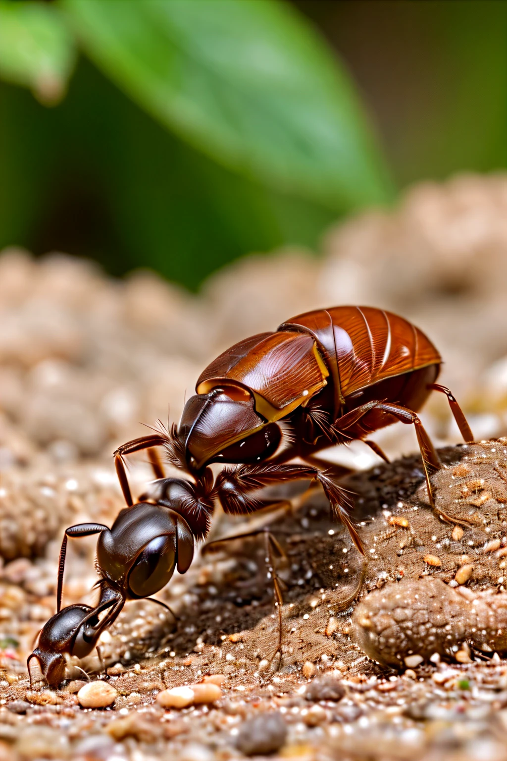 As the days turned colder, the ant stored plenty of food in its anthill, while the grasshopper struggled to find anything to eat.