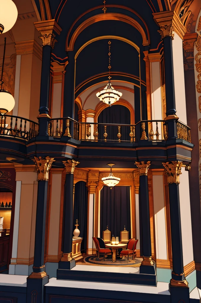 inside a jewelry store, with a balcony, black color, no humans, no persons
