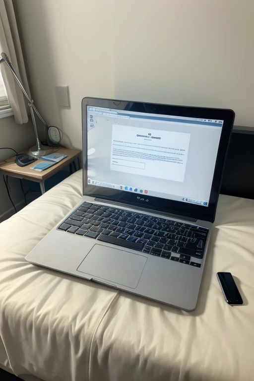 a close up of a laptop computer sitting on top of a bed