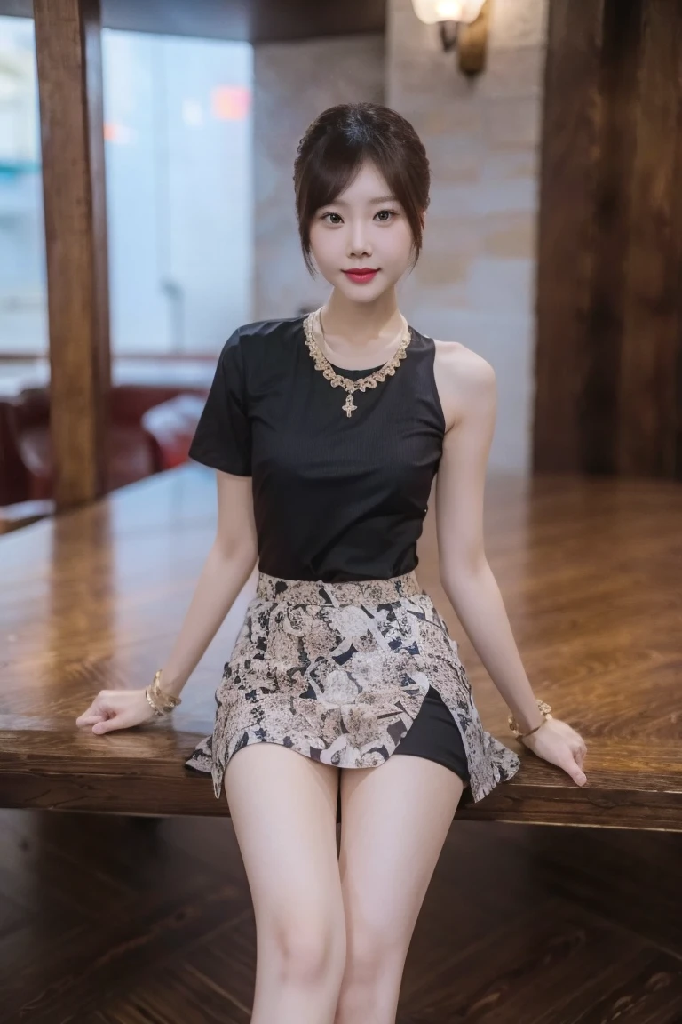 1 girl, 獨自of, 模糊of, 棕色of_Eye, skirt, necklace, depth_of_venue, jewelry, 模糊of_background,(超逼真of 8K CG: 1.2), 完美of藝術品, Exquisite patterns, 錯綜複雜of細節, (無與倫比of傑作, 最好of品質: 1.2), (Extremely complex: 1.2), 