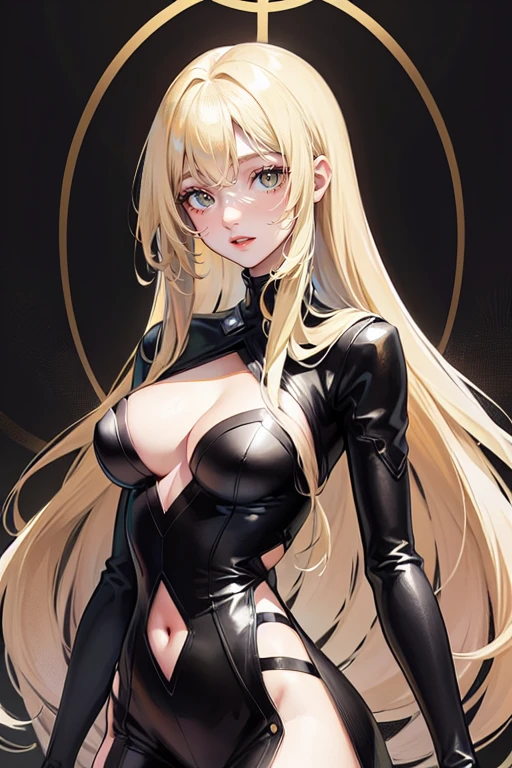 )a thin woman with long blonde hair, woman has green eyes, black sexy emo outfit) best quality, adorable, ultra-detailed, illustration, complex, detailed, extremely detailed, detailed face, soft light, soft focus, perfect face. illustration:full body