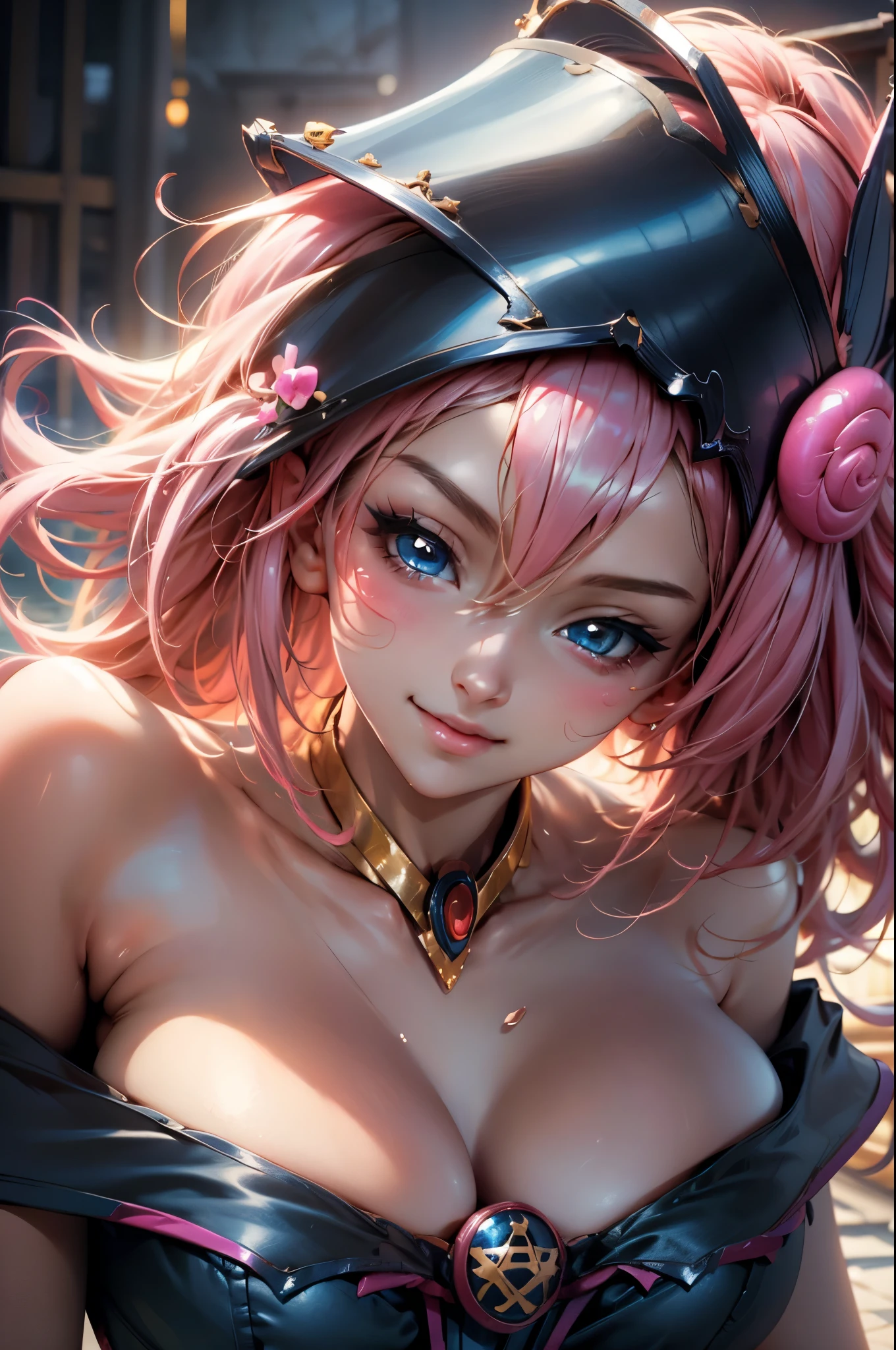 Beautiful face of dark magician gils ????? blue eyes. pink lips. Long blonde hair. ???? shoulders, angelic smile, beautiful well detailed face of dark magician gils. blowing a kiss. ???? kiss . ????? ???????. Nice big and beautiful ???????.