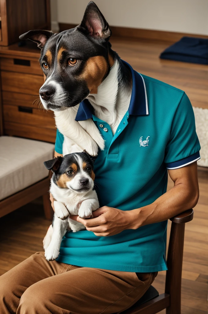 Image of dog with UNSA polo shirt