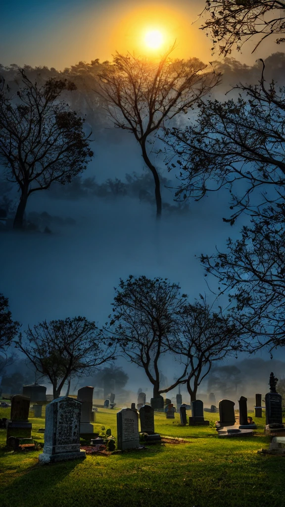 Subject Description: An ethereal scene where an unseen force is extracting the human soul of a person with a troubled past, set in a dark, eerie environment. The soul appears as a glowing, ghostly figure being pulled away from the body. The background is a desolate, foggy graveyard with ancient, crumbling tombstones and twisted, leafless trees. The scene is illuminated by a faint, otherworldly light. Type of Image: Photorealistic. Art Styles: Dark fantasy, Gothic. Camera: EE 70mm lens, medium shot, high angle. Render Related Information: 8K resolution, highly detailed, HDR, volumetric light, dark colors.