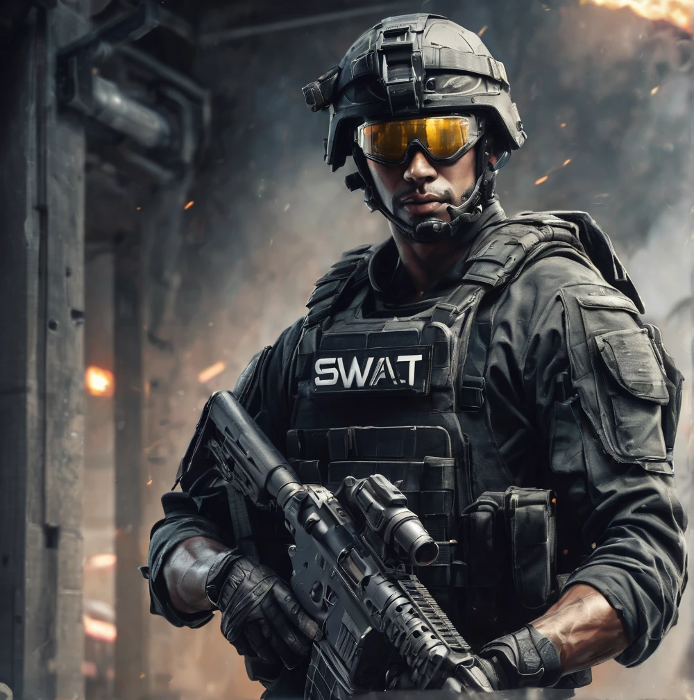 A Swat high technology Soldier fantasy artwork portrait 