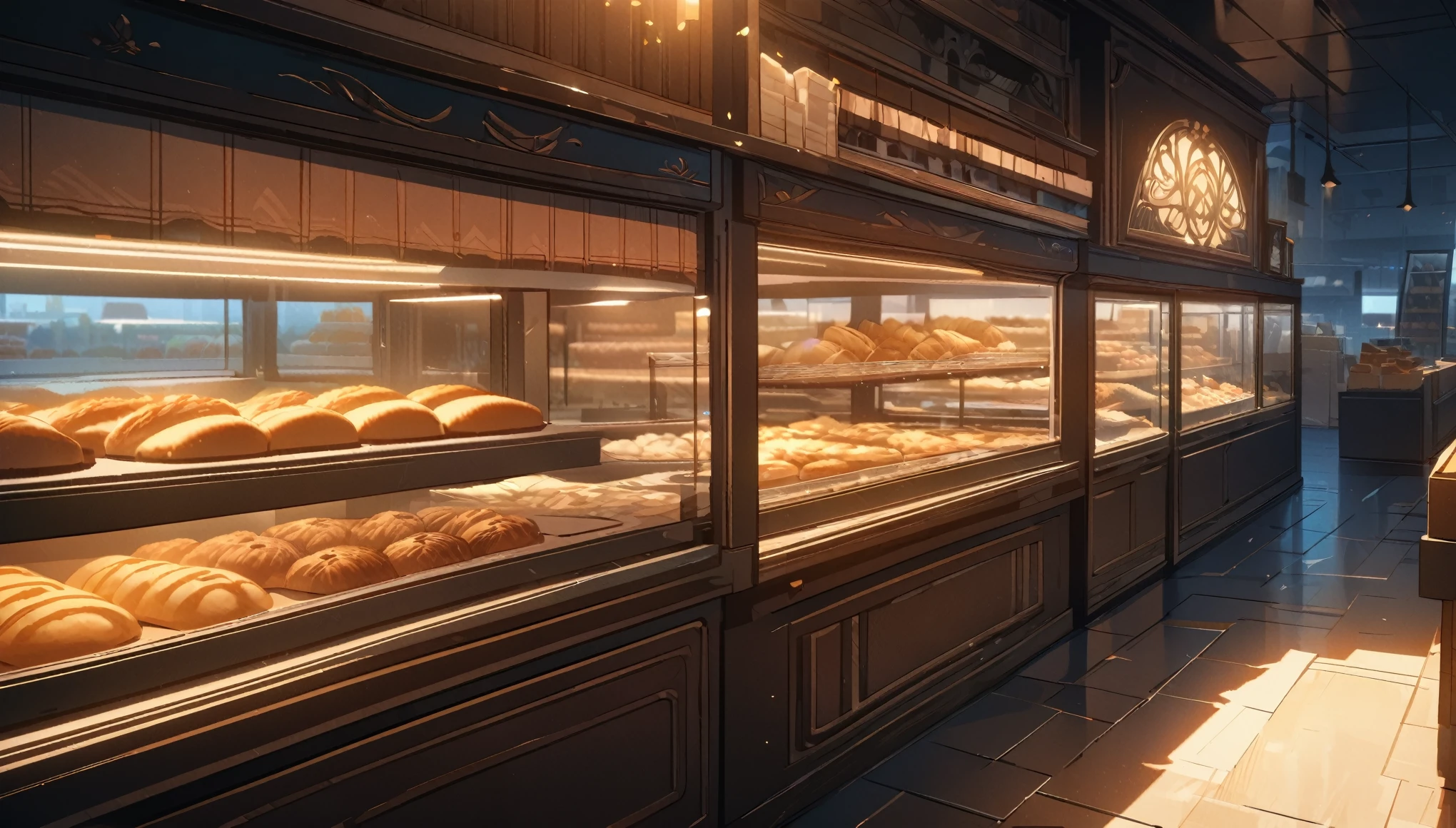 anime, aesthetic, bakery, no people, empty shop, great lighting, bloom, super detailed, super fine, highres, colorful, masterpiece, HD, 4K, 8K, masterpiece, clean lineart, clean anime outlines, best quality, high quality, high details, super detail, best quality, ultra-detailed, dynamic lighting,  