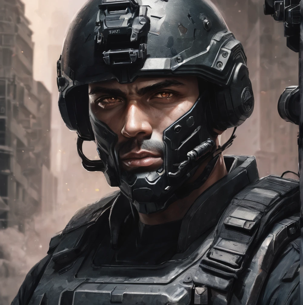 A Swat high technology Soldier fantasy artwork portrait 