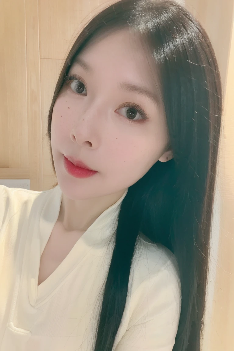 1girl, beautiful long black hair, high ponytail, glossy hair, detailed skin, beautiful facial features, intricate makeup, exquisite eyes, detailed eyes, dark eyeshadow, small freckles, plain hanfu, shoulders, arms, photorealistic, 8k, high quality, detailed portrait, elegant, natural lighting, cinematic, vibrant colors