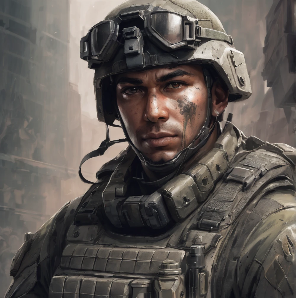 A tactical Soldier fantasy artwork portrait