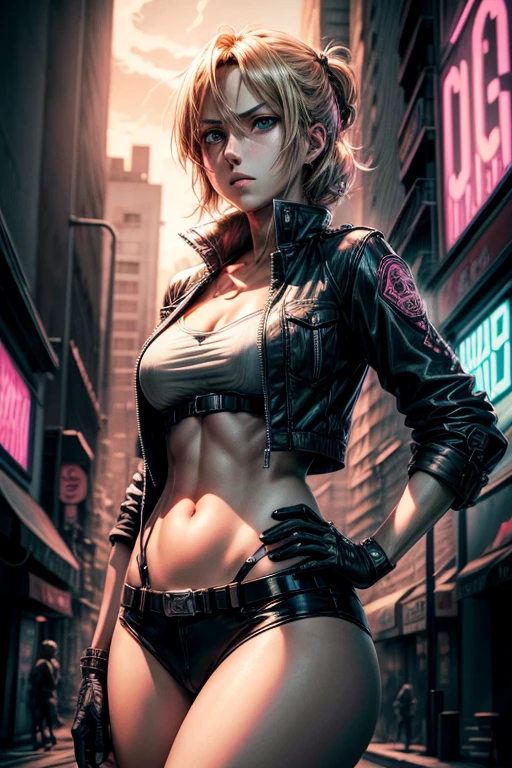 Anime illustration of Annie Leonhart in a neon city, wanted poster style, manga drawing by Takeshi Obata, graffiti aesthetic, detailed character design by Shiina Ringo, cinematic lighting, 4k resolution
