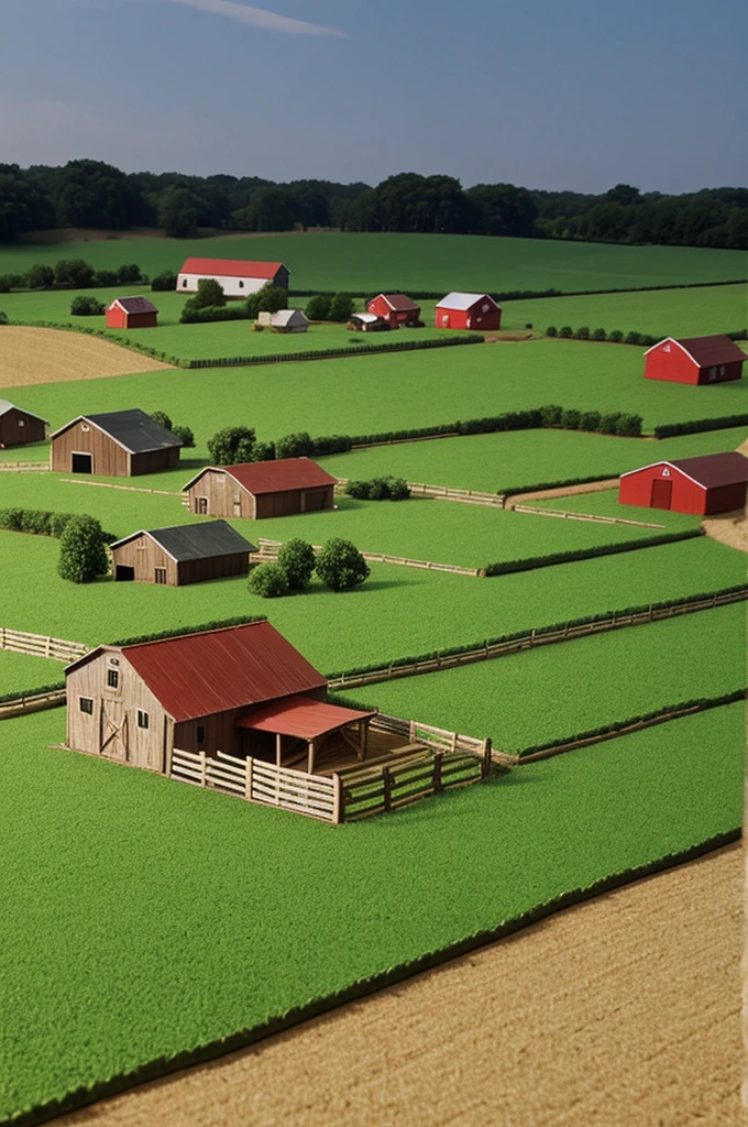 Cardboard models of a farm