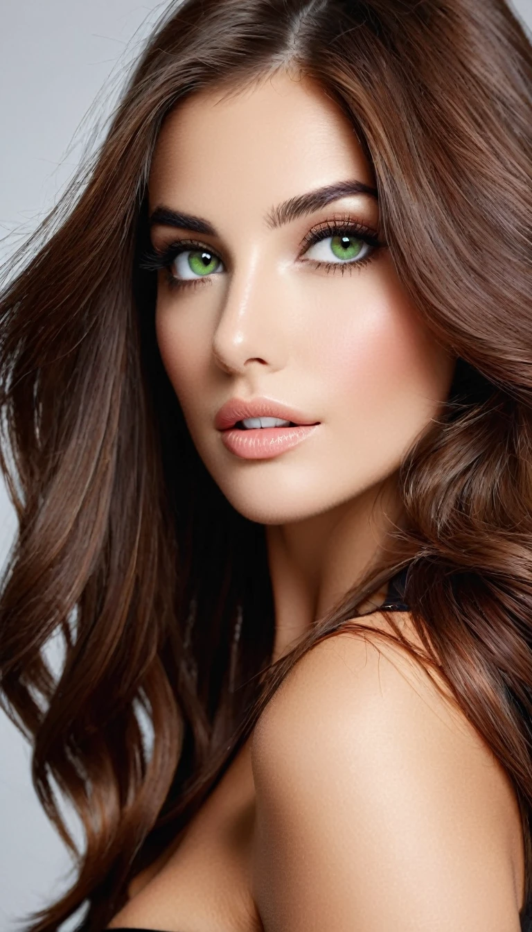 magnifiques cheveux bruns et lisses, qui tombent en cascade autour de son visage. tache de rousseur sur la peau. Elle a de grands yeux verts perçants, bordés de longs cils. Son visage est délicatement parsemé de taches de rousseur, ajoutant une touche de douceur et d'authenticité à son apparence. Sa peau est claire et semble douce au toucher. Ses traits sont harmonieux, avec des pommettes légèrement saillantes et des lèvres bien dessinées, arborant une teinte rosée naturelle. Elle a un regard à la fois captivant et innocent, ce qui lui donne un charme particulier. Elle possède un corps de rêve, avec des hanches larges et une poitrine ferme et généreuse. Ses abdominaux sont bien définis, témoignant d'une bonne forme physique. Elle mesure environ 5 pieds 5 pouces, soit environ 1m65. la photo a été pris de loin pour les réseaux sociaux. elle est dehors. on vois tout sont corps