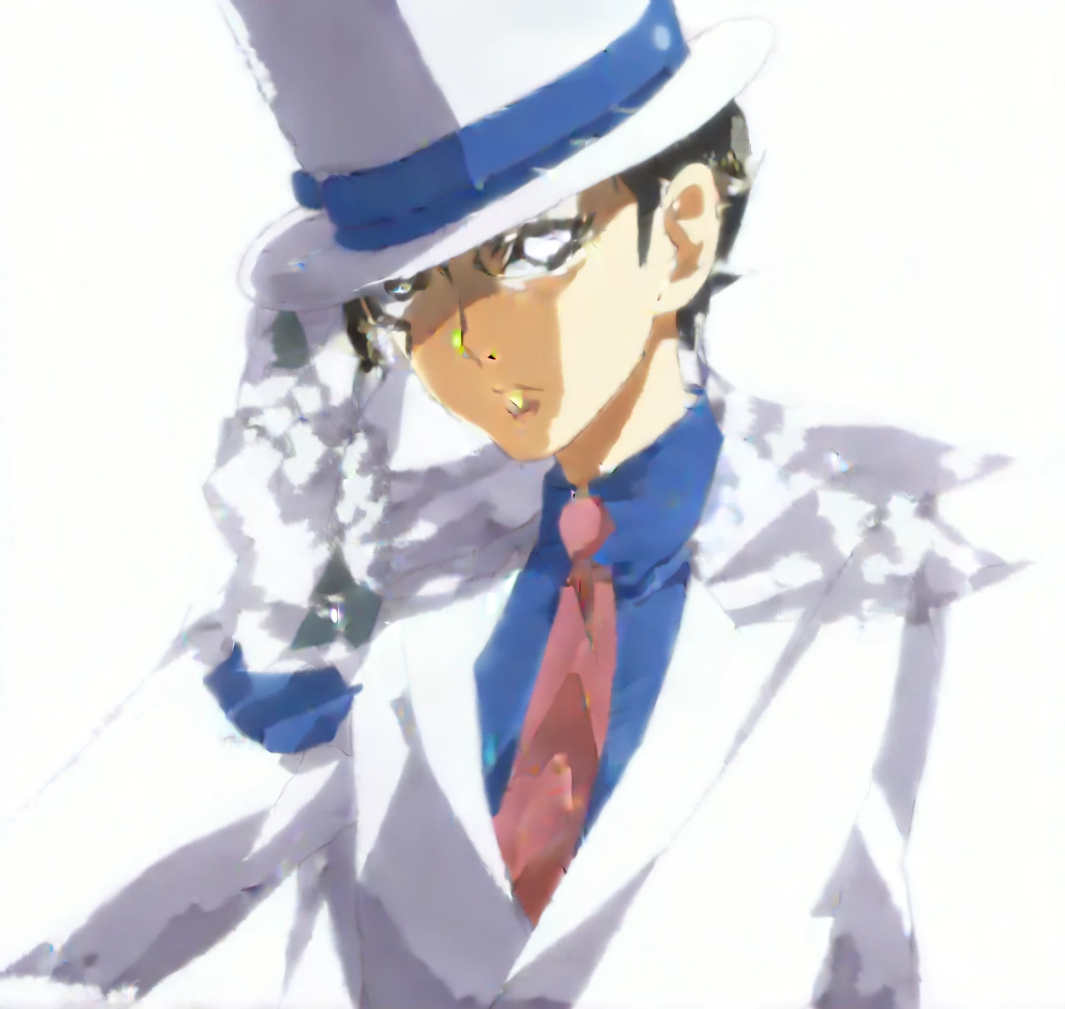 Anime scene of a man in a white suit and top hat, In a flowing white tailcoat, Shinji, Boogiepop Phantom, Flowing white robes, shinichi sakamoto, In anime movies, inspired by Okumura Togyu, 2012年のAnime screenshots, Anime movie screenshots, Anime screenshots, mamoru hosoda