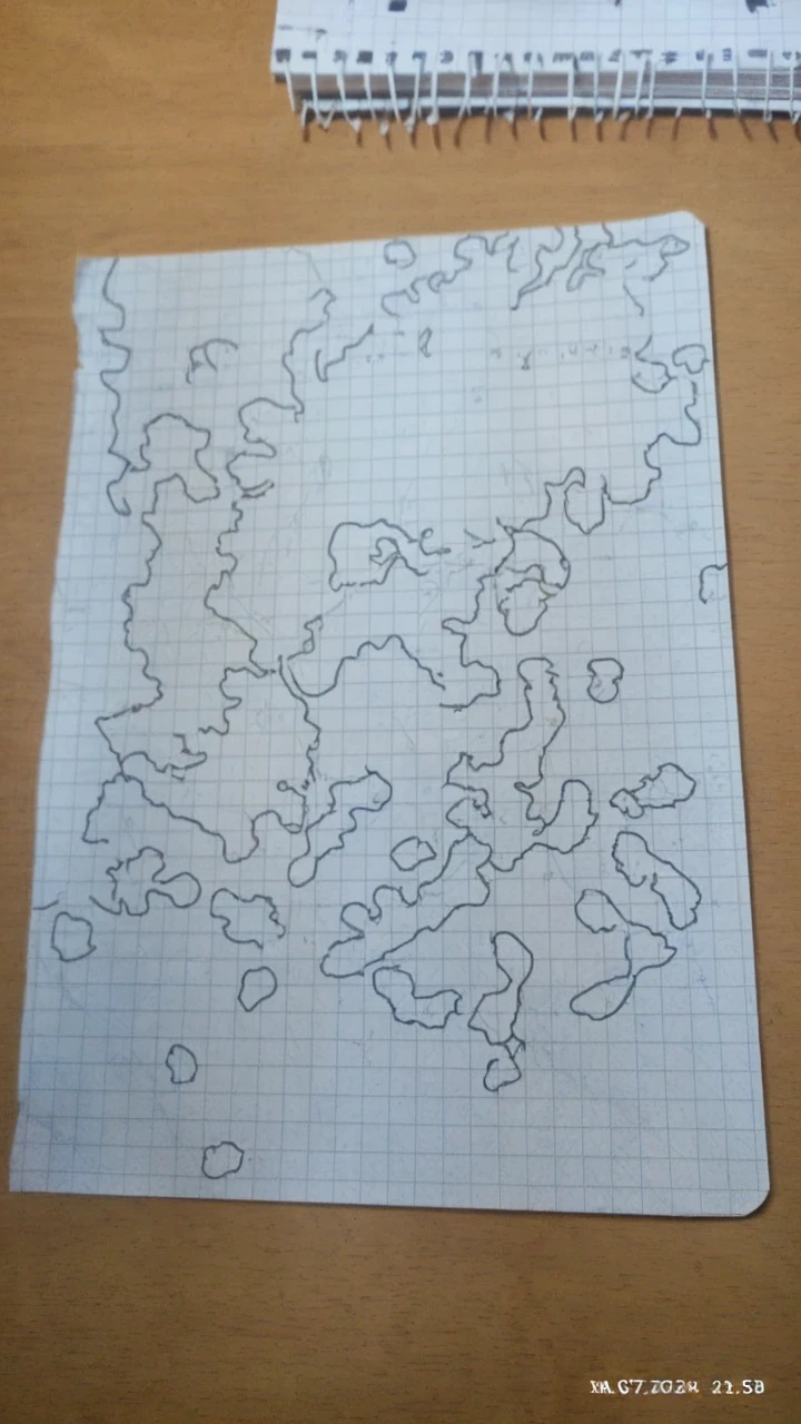 Please complete my picture of the map of the mainland. This is a magical universe. Draw mountains, rivers, lakes, forests, mark cities and states.