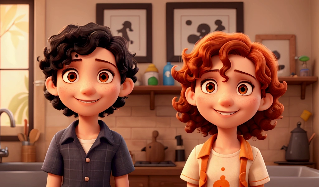 a boy Eduardo with short curly black hair, thin with light eyes, he met Clara a girl with long orange hair when they were both just seven years old. She had bright eyes and a smile that lit up any room.