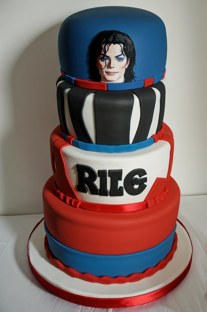 Michael Jackson cake with red and blue colors